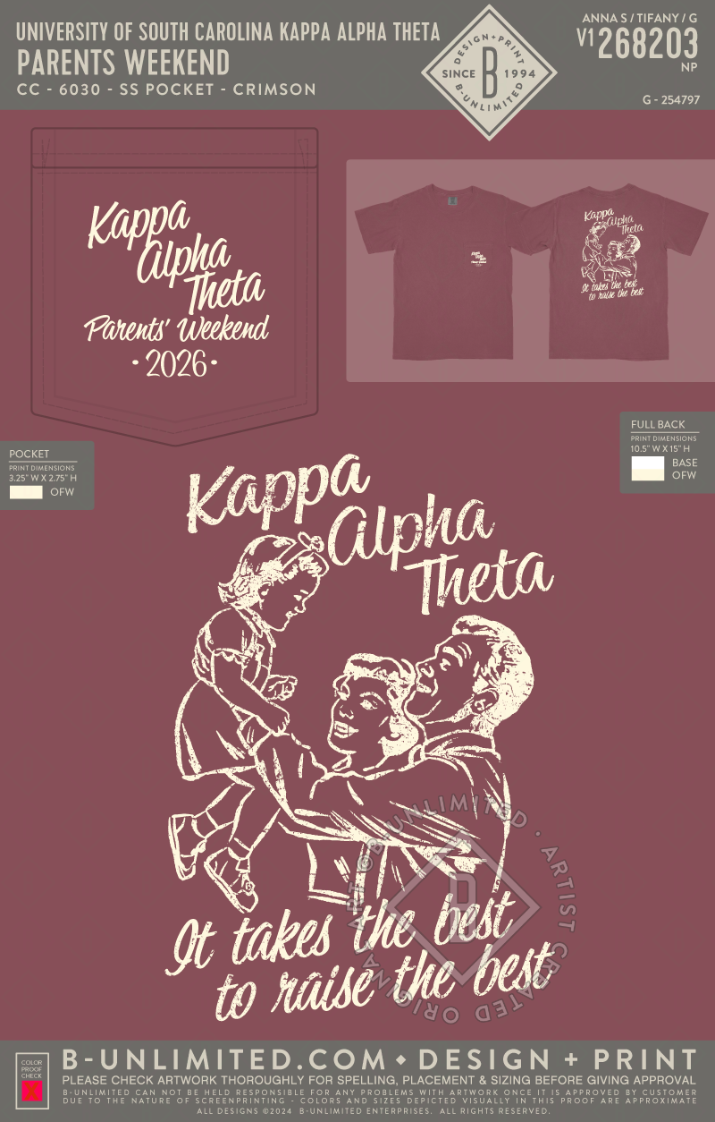 University of South Carolina Kappa Alpha Theta - Parents Weekend - CC - 6030 - SS Pocket - Crimson