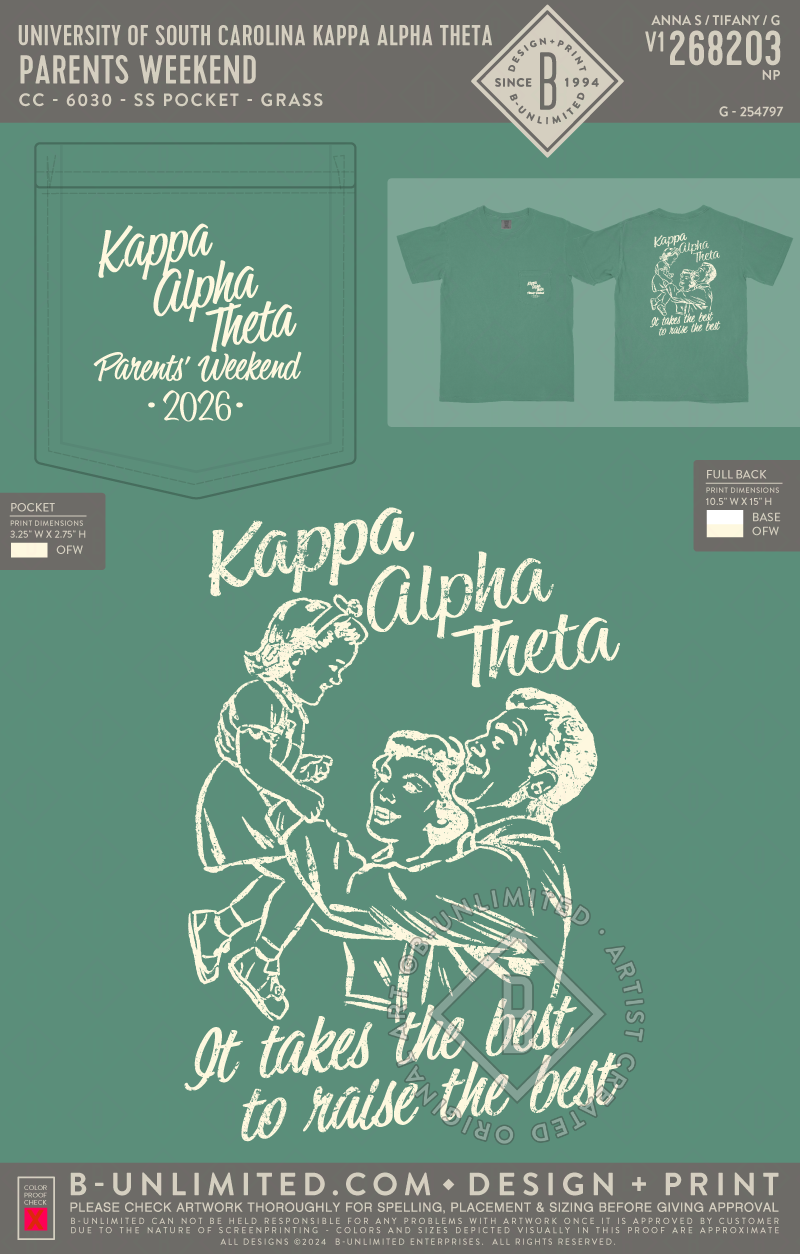 University of South Carolina Kappa Alpha Theta - Parents Weekend - CC - 6030 - SS Pocket - Grass