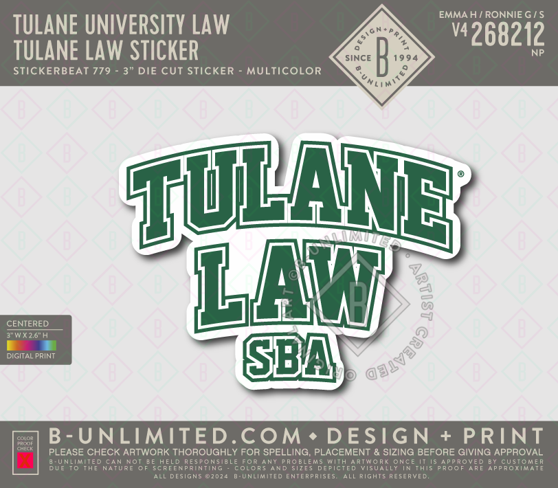 Tulane University Law - Tulane Law Sticker - Stickerbeat - Die Cut Stickers - Multicolor