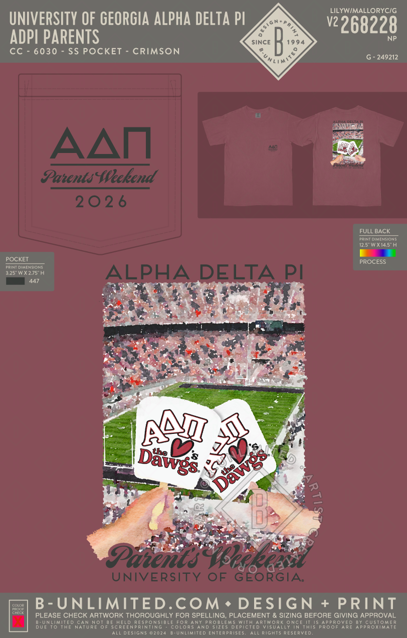 UGA ADPI - ADPI Parents - CC - 6030 - SS Pocket - Crimson