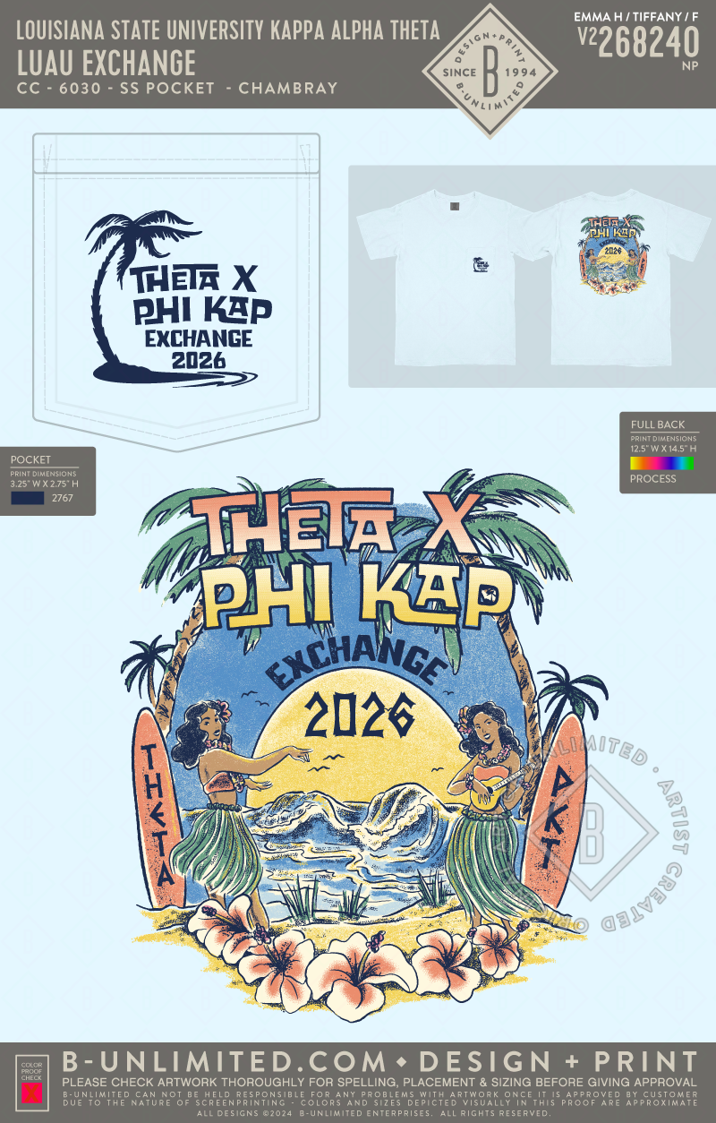 Louisiana State University Kappa Alpha Theta - Luau Exchange - CC - 6030 - SS Pocket - Chambray