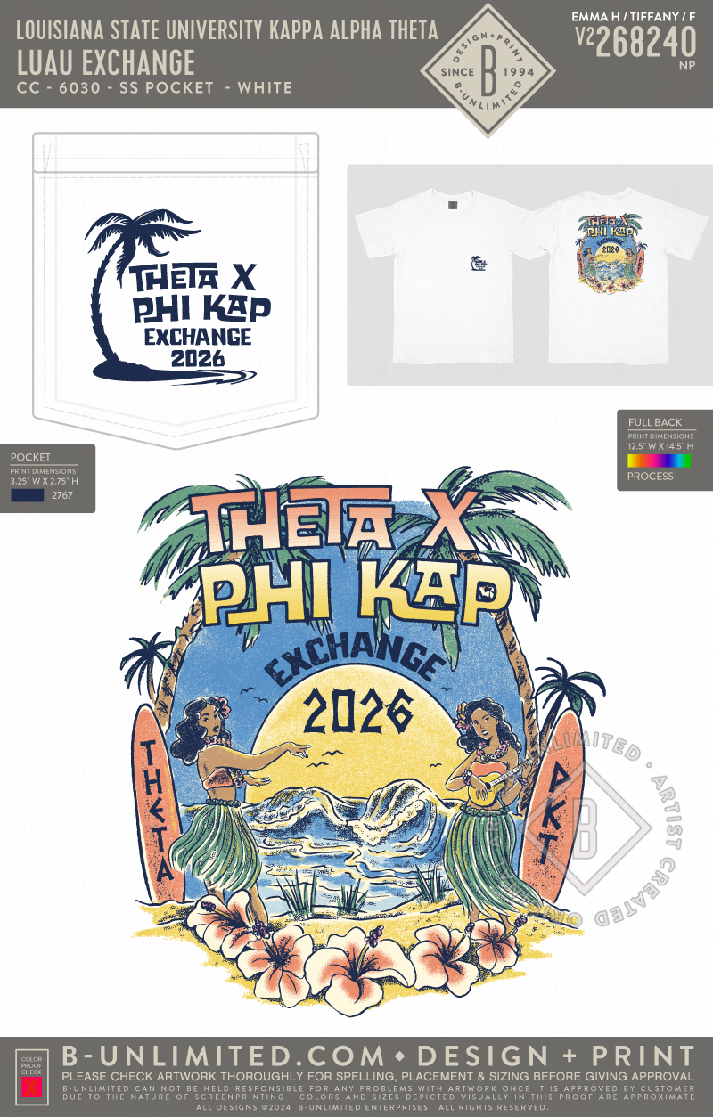 Louisiana State University Kappa Alpha Theta - Luau Exchange - CC - 6030 - SS Pocket - White