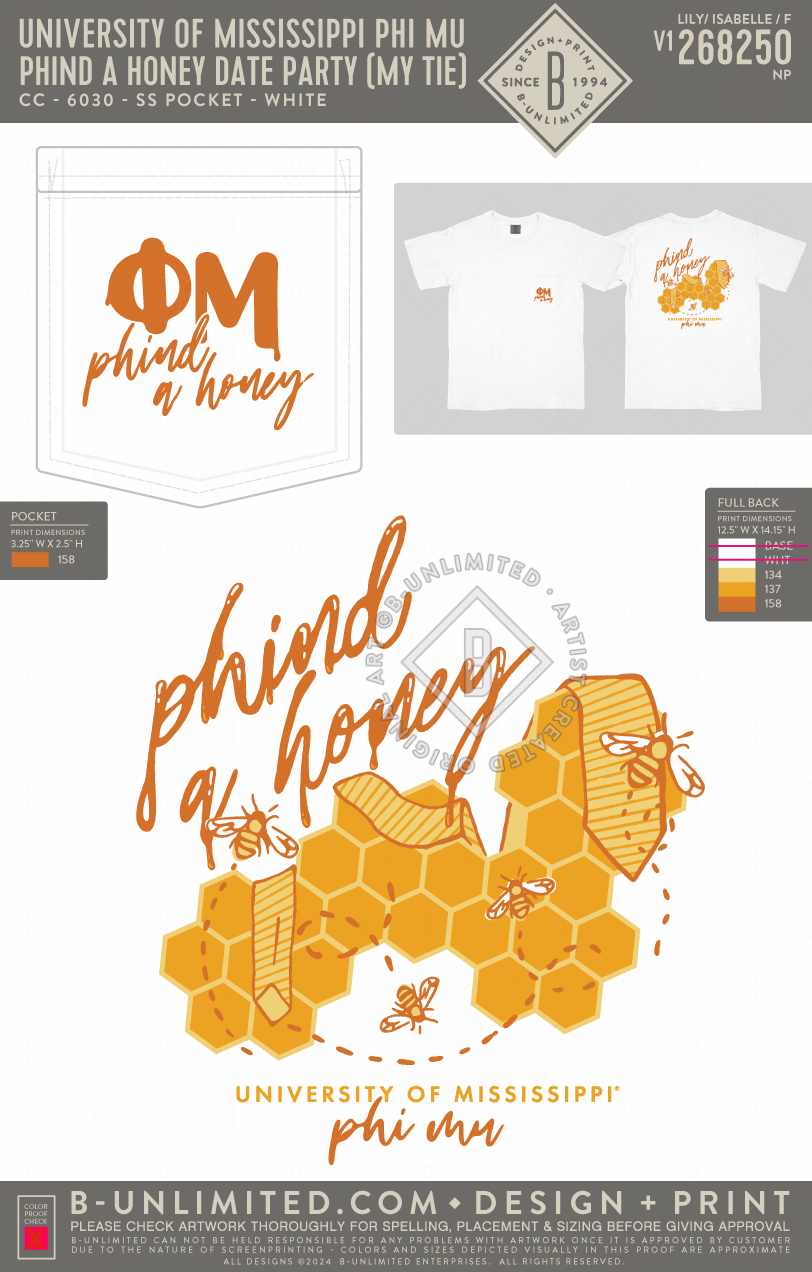 University of Mississippi Phi Mu - Phind a honey date party (my tie) - CC - 6030 - SS Pocket - White