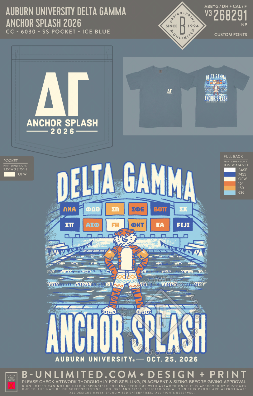 Auburn University Delta Gamma - Anchor Splash 2026 - CC - 6030 - SS Pocket - Ice Blue