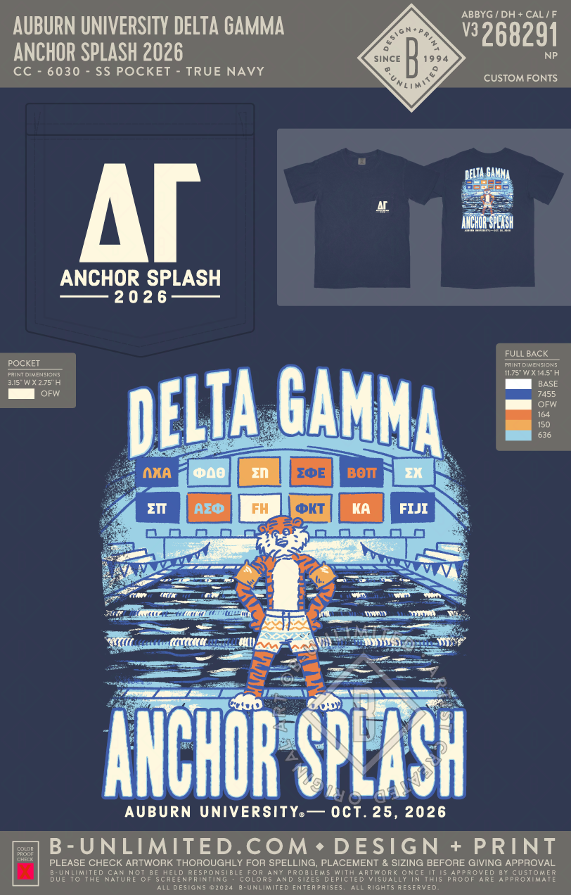Auburn University Delta Gamma - Anchor Splash 2026 - CC - 6030 - SS Pocket - True Navy