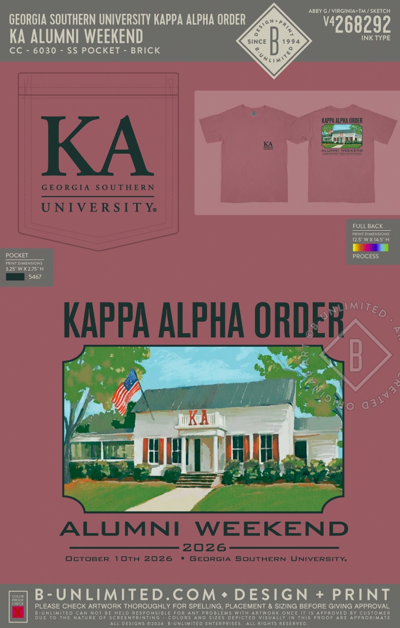Georgia Southern University Kappa Alpha Order - KA Alumni Weekend - CC - 6030 - SS Pocket - Brick