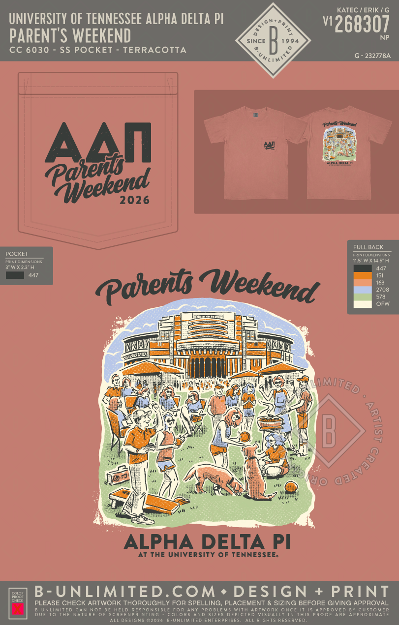 University of Tennessee Alpha Delta Pi - Parent's Weekend - CC - 6030 - SS Pocket - Terracotta