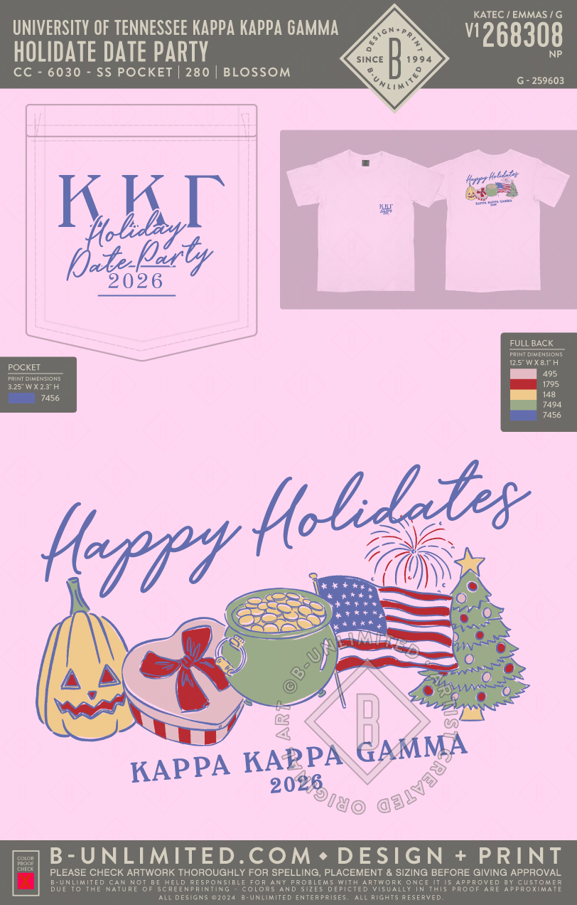 University of Tennessee Kappa Kappa Gamma - Holidate Date Party - CC - 6030 - SS Pocket - Blossom
