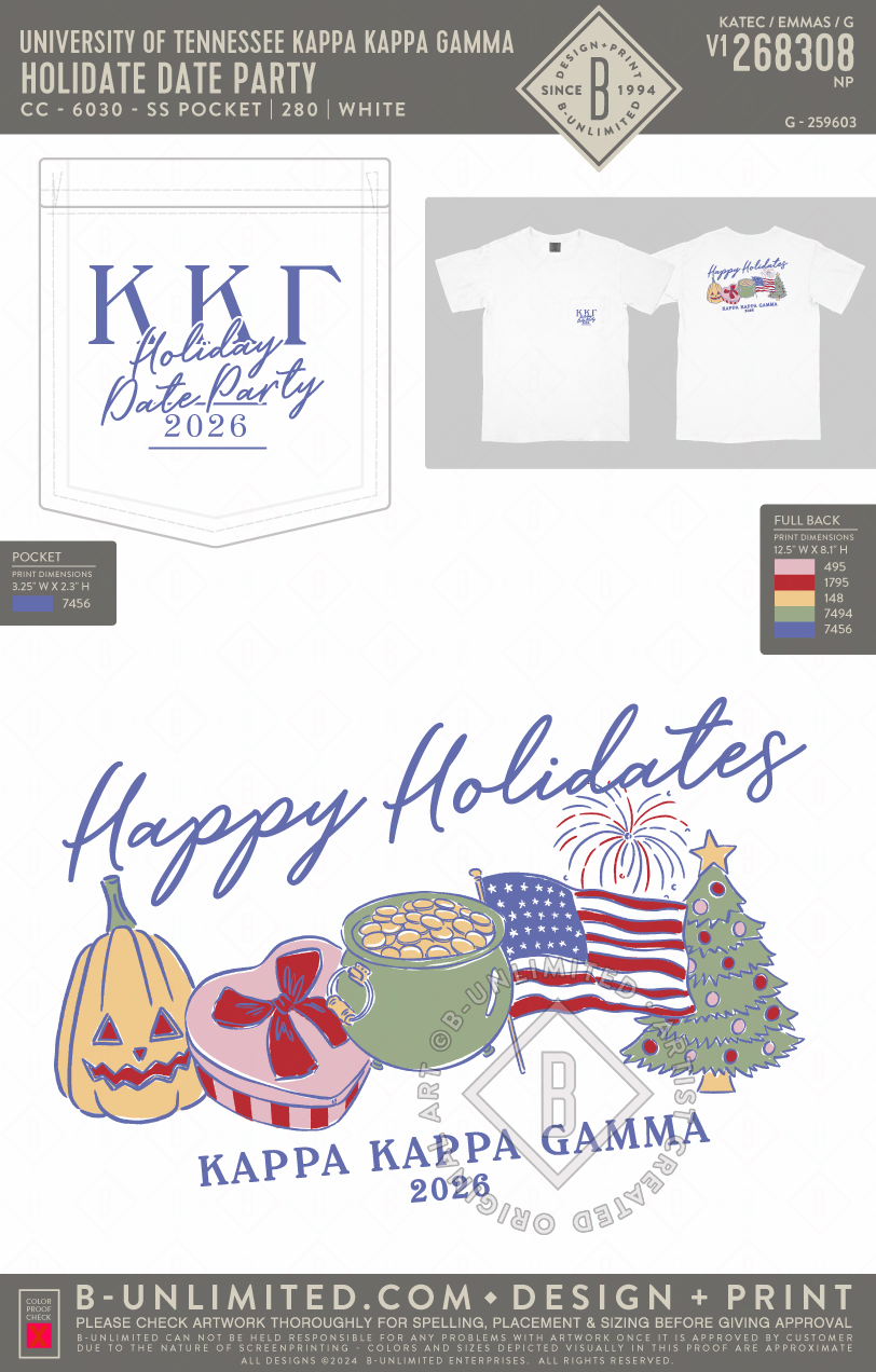 University of Tennessee Kappa Kappa Gamma - Holidate Date Party - CC - 6030 - SS Pocket - White