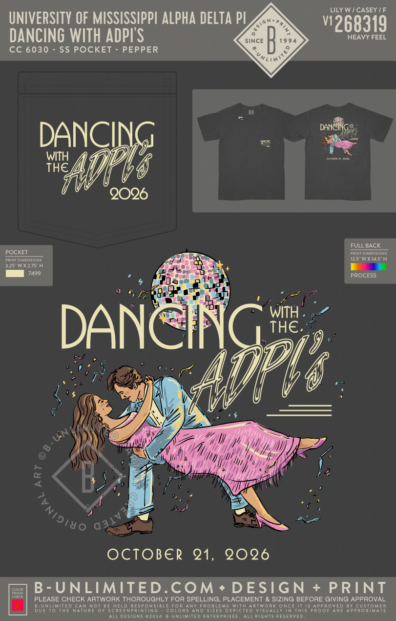 University of Mississippi Alpha Delta Pi - Dancing with ADPI's - CC - 6030 - SS Pocket - Pepper