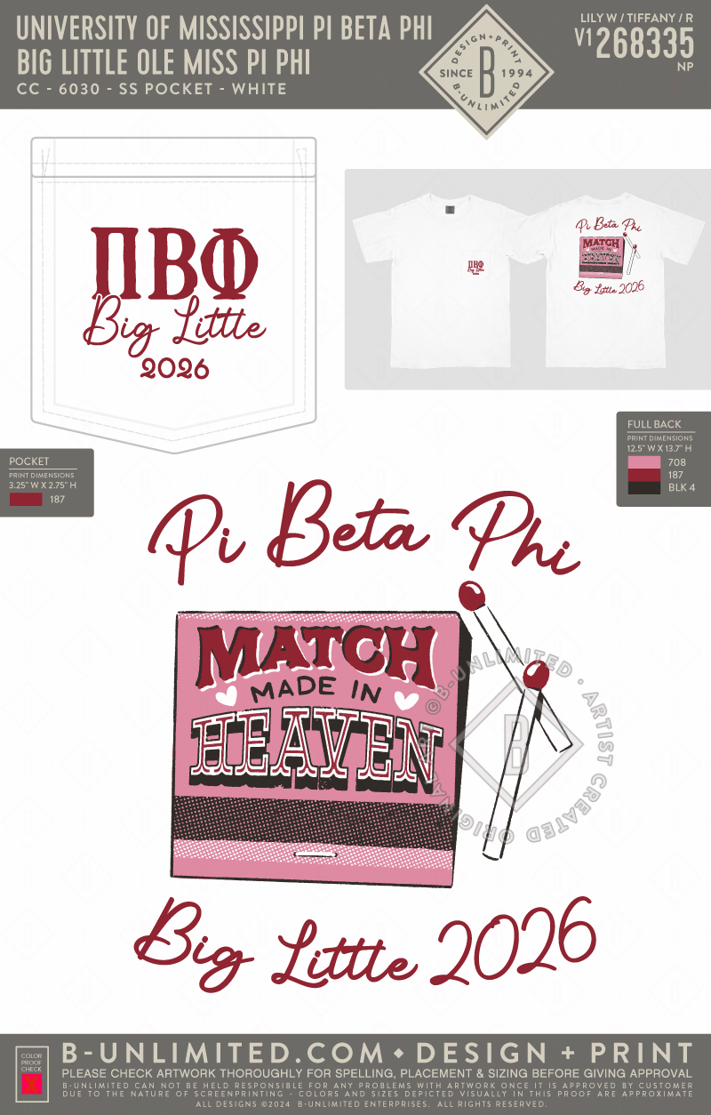 University of Mississippi Pi Beta Phi - Big Little Ole Miss Pi Phi - CC - 6030 - SS Pocket - White