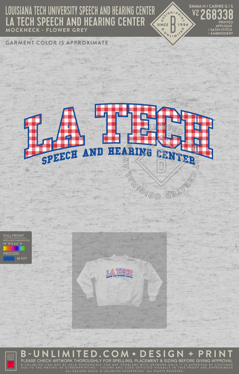 Louisiana Tech University Speech and Hearing Center - LA Tech Speech and Hearing Center - Tap Stitch - WW0004-P001-V2 - Mockneck Crewneck Sweatshirt - Flower Grey