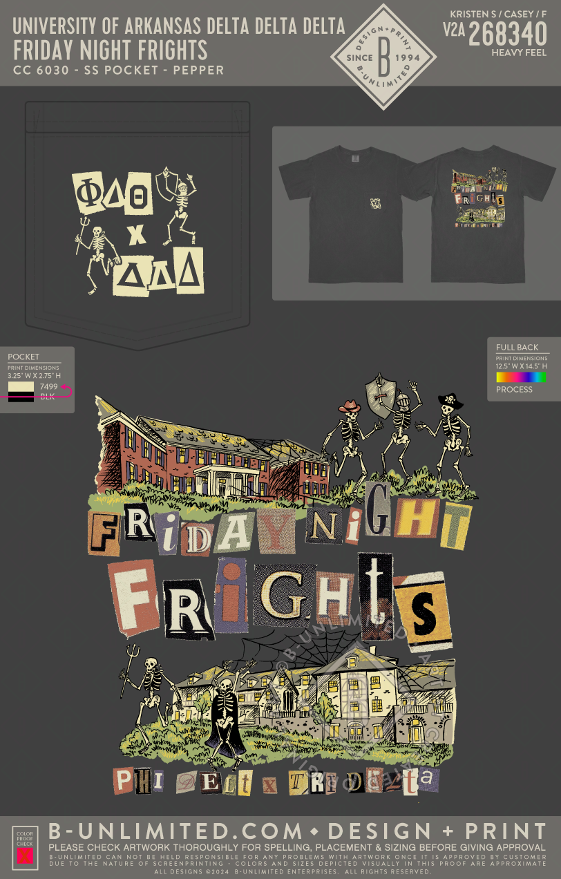 University of Arkansas Delta Delta Delta - Friday Night Frights - CC - 6030 - SS Pocket - Pepper