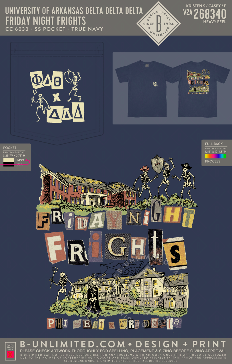 University of Arkansas Delta Delta Delta - Friday Night Frights - CC - 6030 - SS Pocket - True Navy