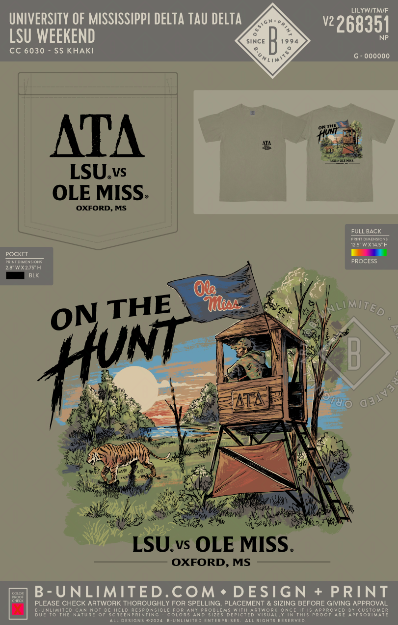University of Mississippi Delta Tau Delta - LSU weekend - CC - 6030 - SS Pocket - Khaki