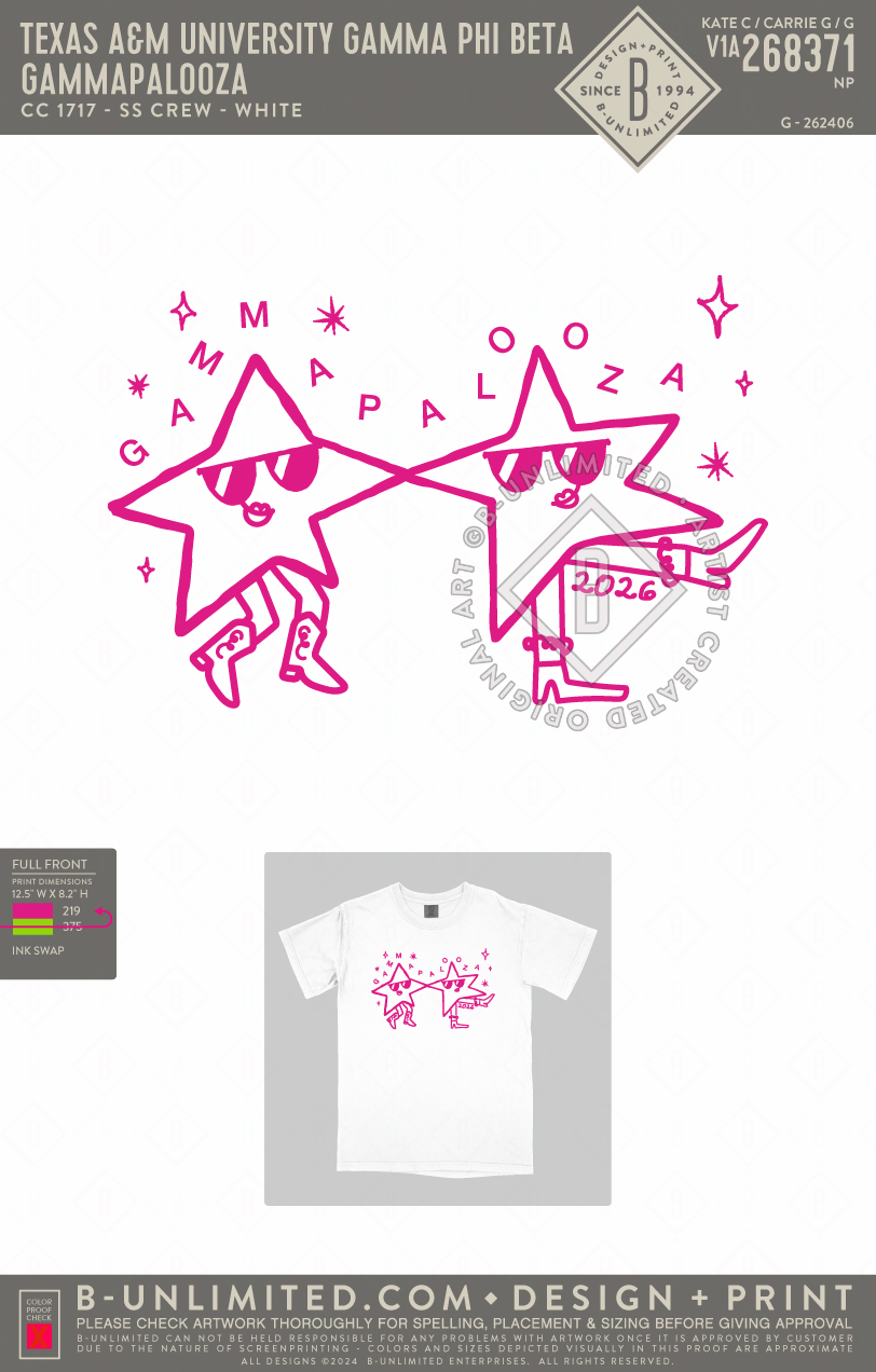 Texas A&M University Gamma Phi Beta - Gammapalooza - CC - 1717 - SS Crew - White