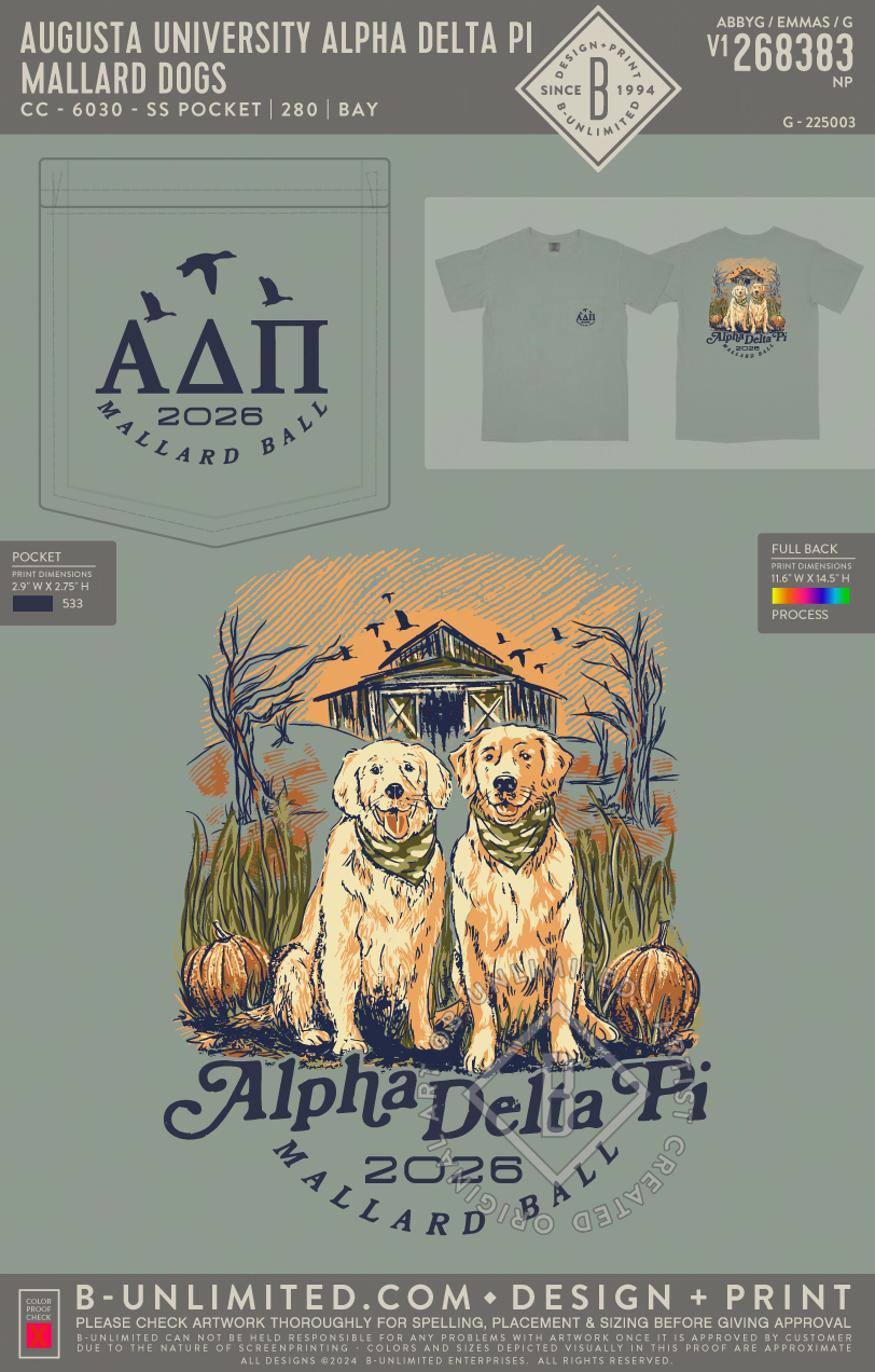 Augusta University Alpha Delta Pi - Mallard Dogs - CC - 6030 - SS Pocket - Bay