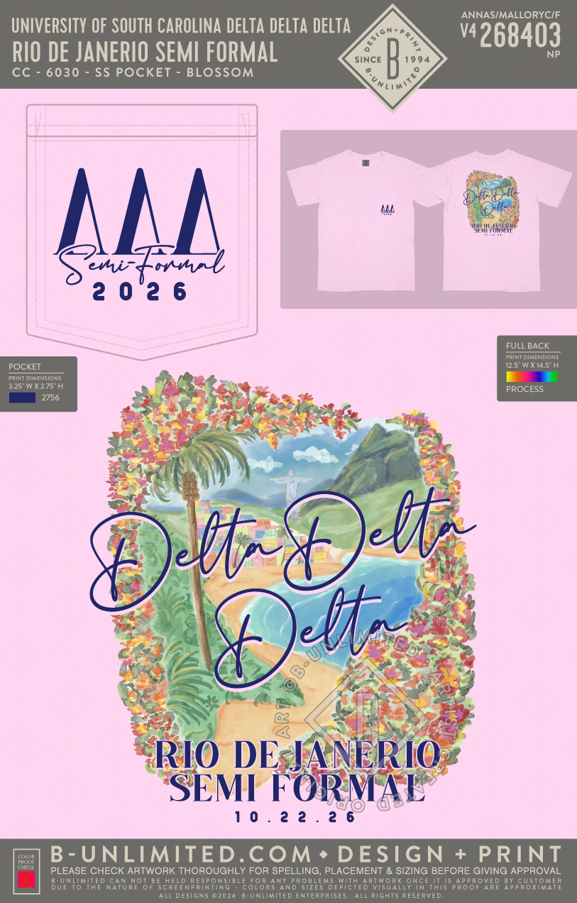 University of South Carolina Delta Delta Delta - Rio De Janeiro Semi Formal - CC - 6030 - SS Pocket - Blossom