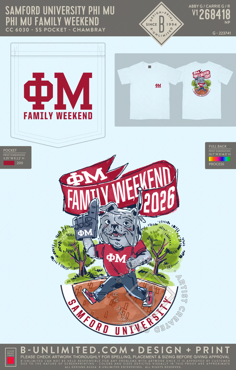 Samford University Phi Mu - Phi Mu Family Weekend - CC - 6030 - SS Pocket - Chambray