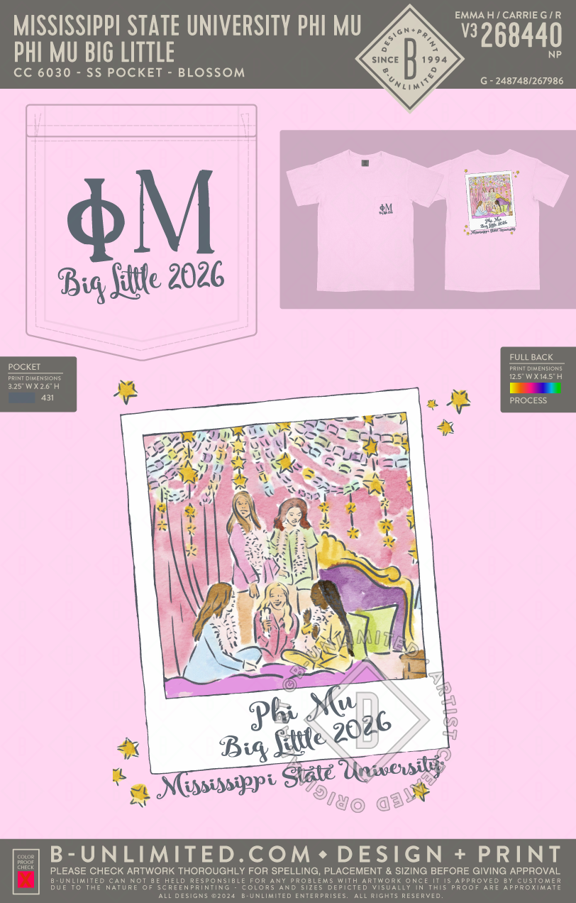 Mississippi State University Phi Mu - Phi Mu Big Little - CC - 6030 - SS Pocket - Blossom