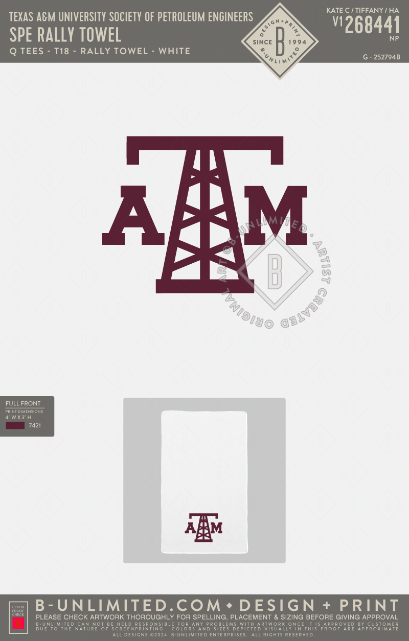 Texas A&M University Society of Petroleum Engineers - SPE Rally Towel - Q Tees - T18 - Rally Towel - White