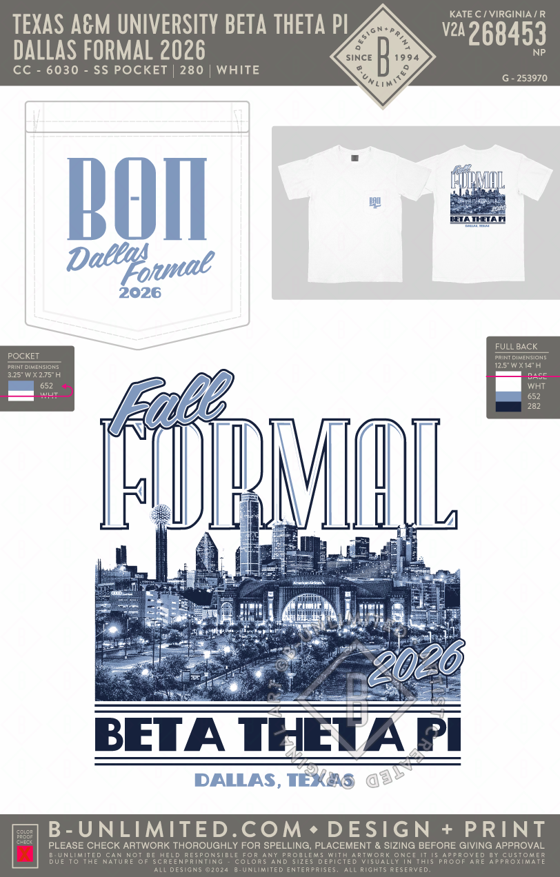 Texas A&M University Beta Theta Pi - Dallas Formal 2026 - CC - 6030 - SS Pocket - White