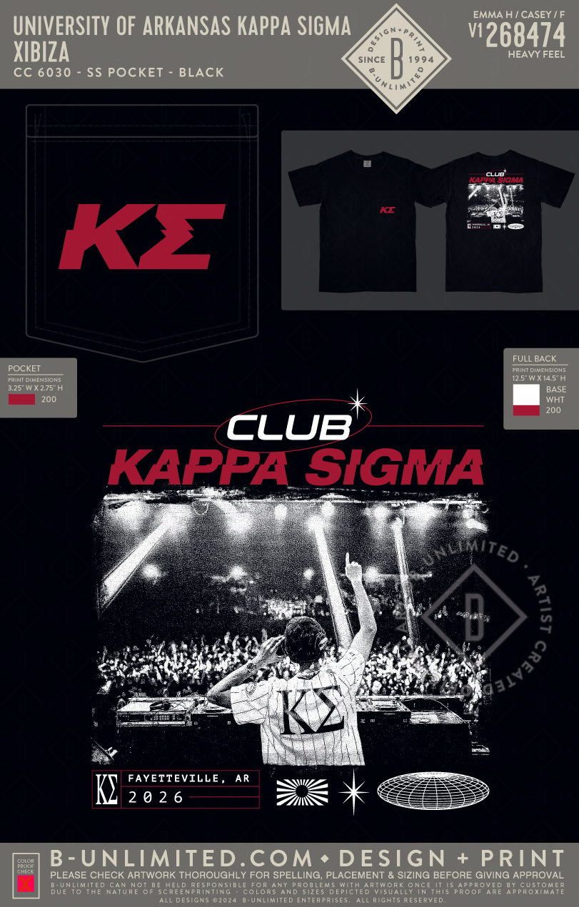 University of Arkansas Kappa Sigma - Xibiza - CC - 6030 - SS Pocket - Black