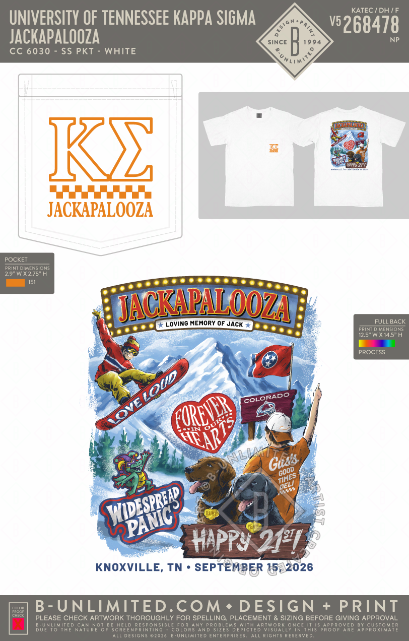 University of Tennessee Kappa Sigma - Jackapalooza - CC - 6030 - SS Pocket - White