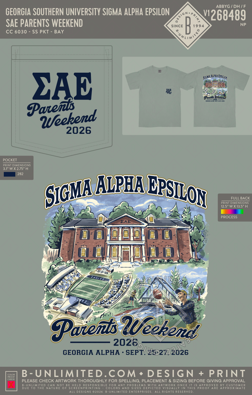 Georgia Southern University Sigma Alpha Epsilon - SAE Parents Weekend - CC - 6030 - SS Pocket - Bay