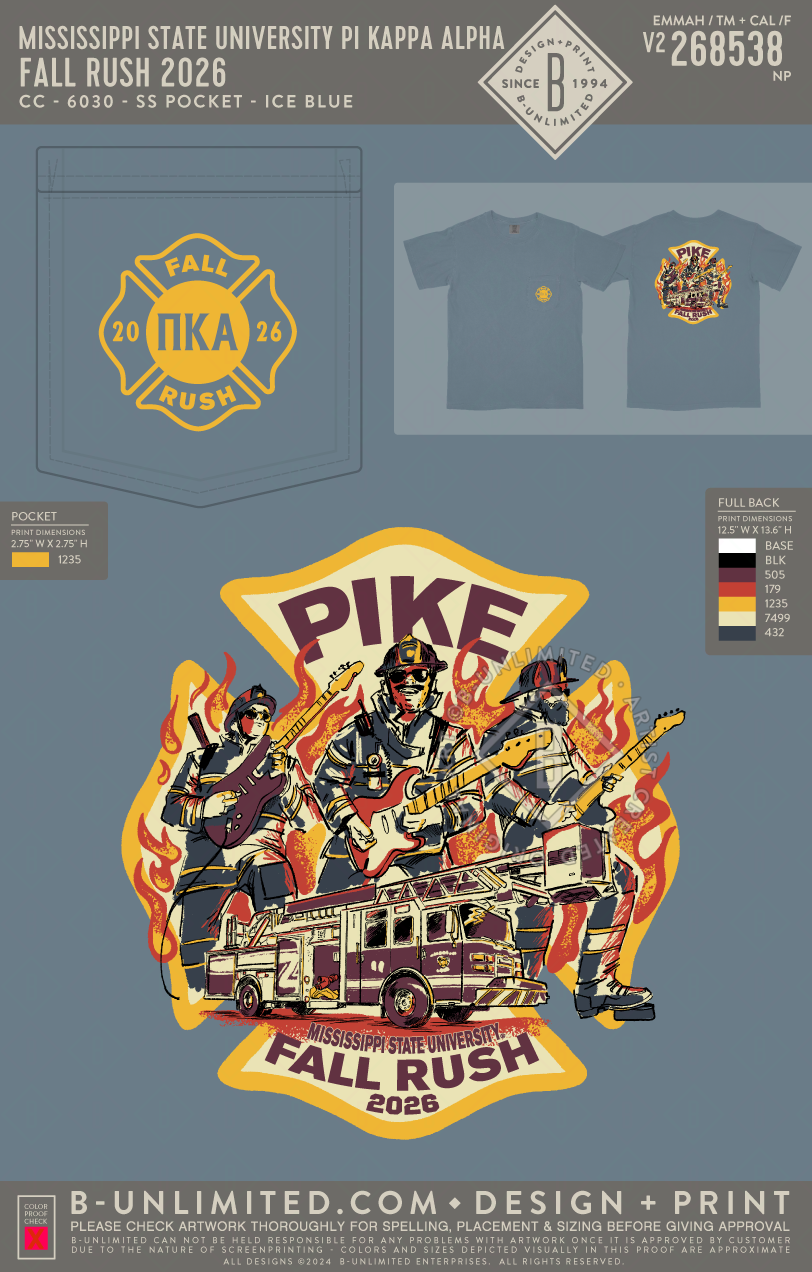 Mississippi State University Pi Kappa Alpha - Fall Rush 2026 - CC - 6030 - SS Pocket - Ice Blue