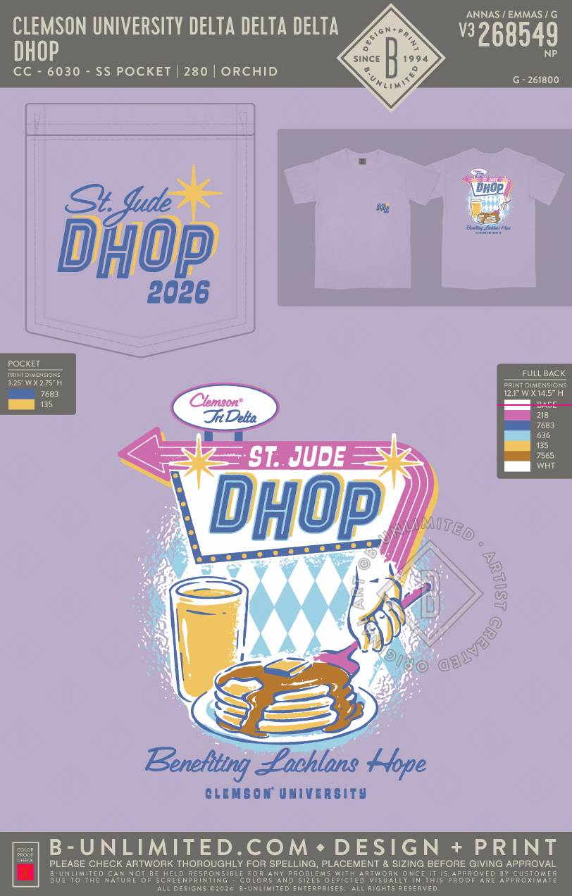 Clemson University Delta Delta Delta - DHop - CC - 6030 - SS Pocket - Orchid