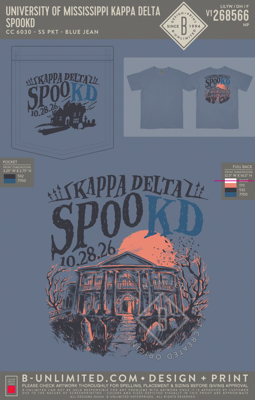 University of Mississippi Kappa Delta - spooKD - CC - 6030 - SS Pocket - Blue Jean