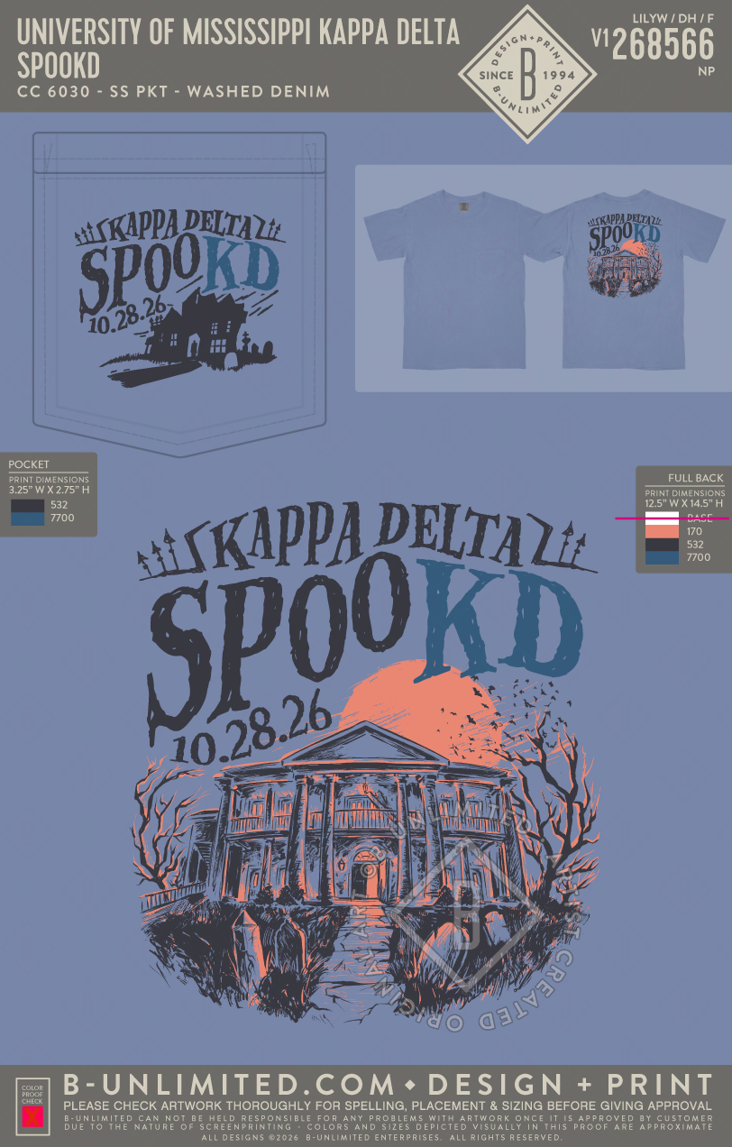 University of Mississippi Kappa Delta - spooKD - CC - 6030 - SS Pocket - Washed Denim