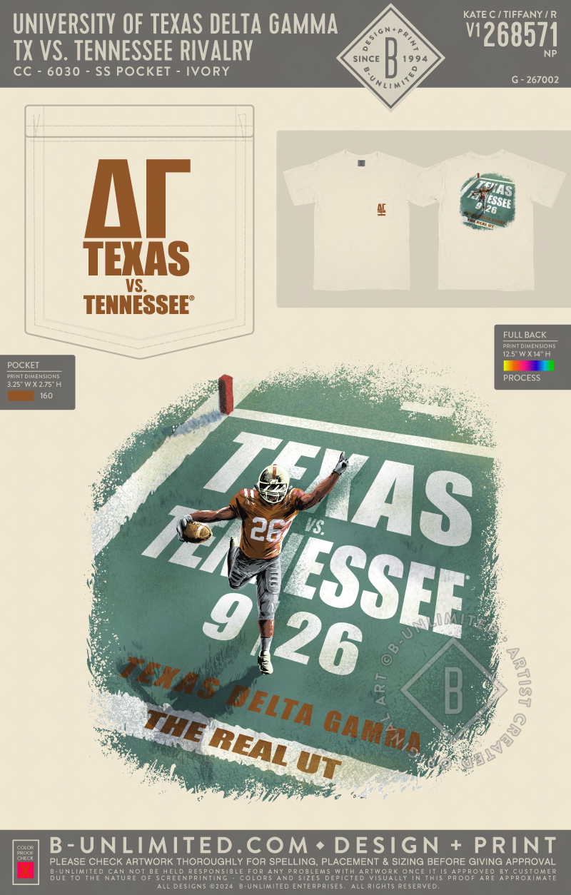 University of Texas Delta Gamma - TX vs. Tennessee Rivalry - CC - 6030 - SS Pocket - Ivory