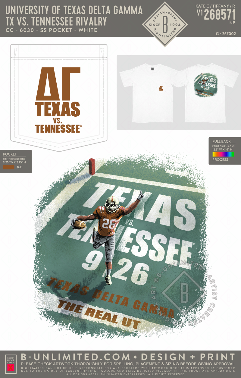 University of Texas Delta Gamma - TX vs. Tennessee Rivalry - CC - 6030 - SS Pocket - White