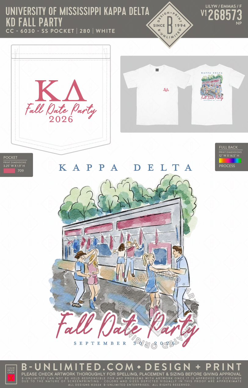 University of Mississippi Kappa Delta - KD Fall Party - CC - 6030 - SS Pocket - White