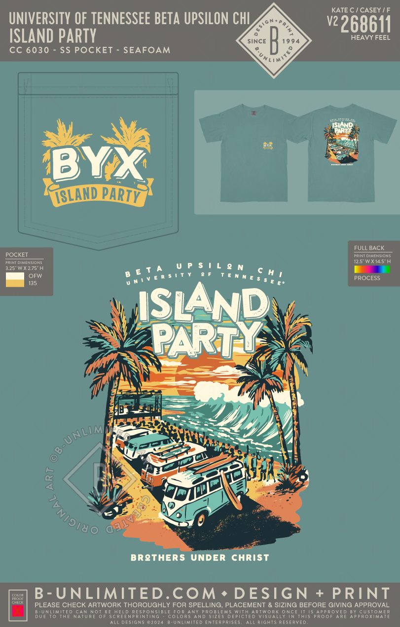 University of Tennessee Beta Upsilon Chi - Island Party - CC - 6030 - SS Pocket - Seafoam