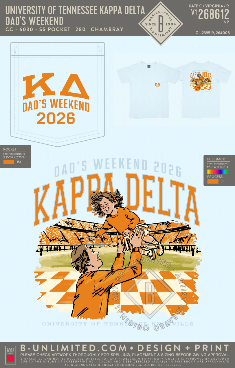 University of Tennessee Kappa Delta - Dad's Weekend - CC - 6030 - SS Pocket - Chambray