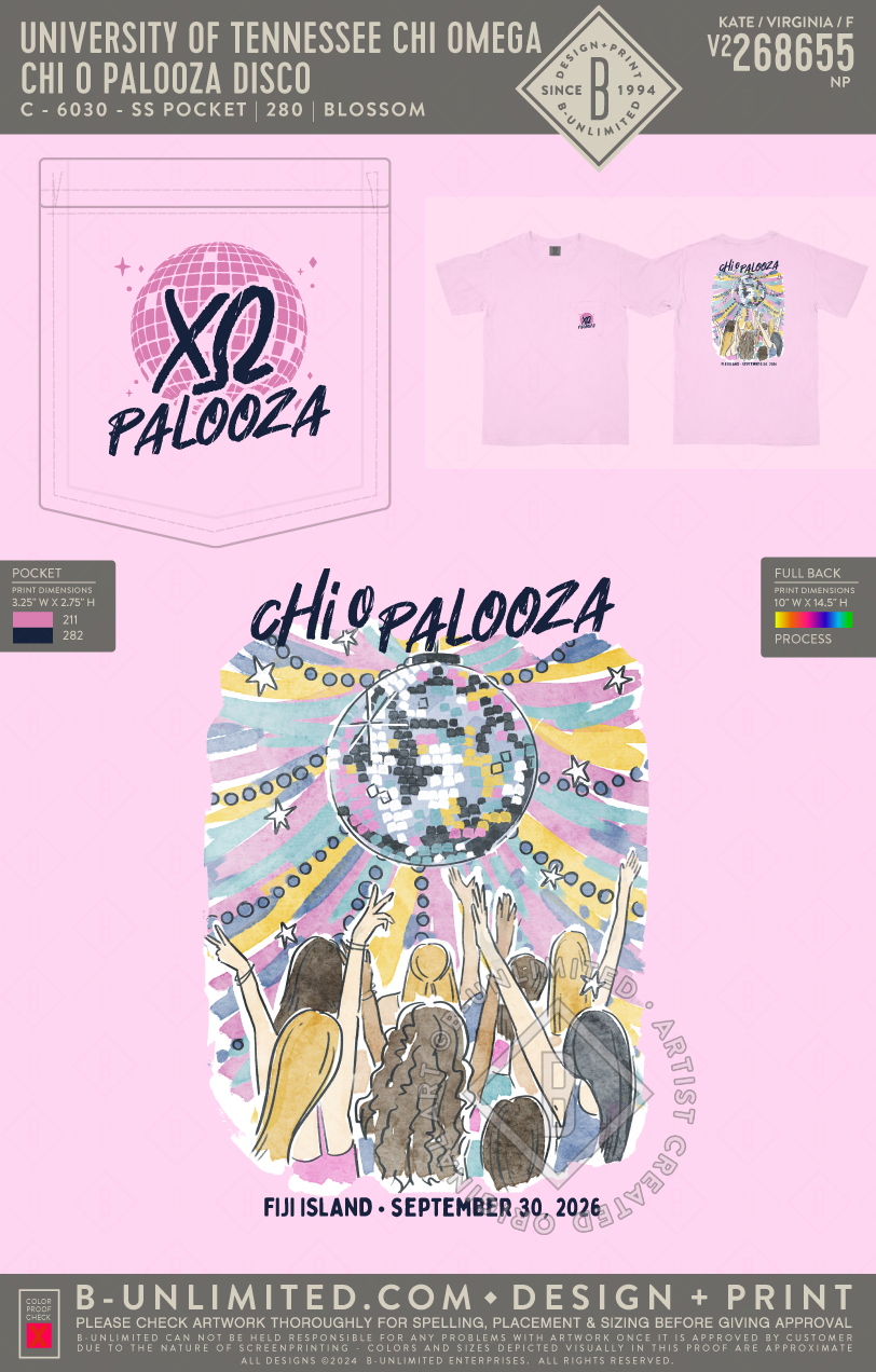 University of Tennessee Chi Omega - Chi O Palooza Disco - CC - 6030 - SS Pocket - Blossom