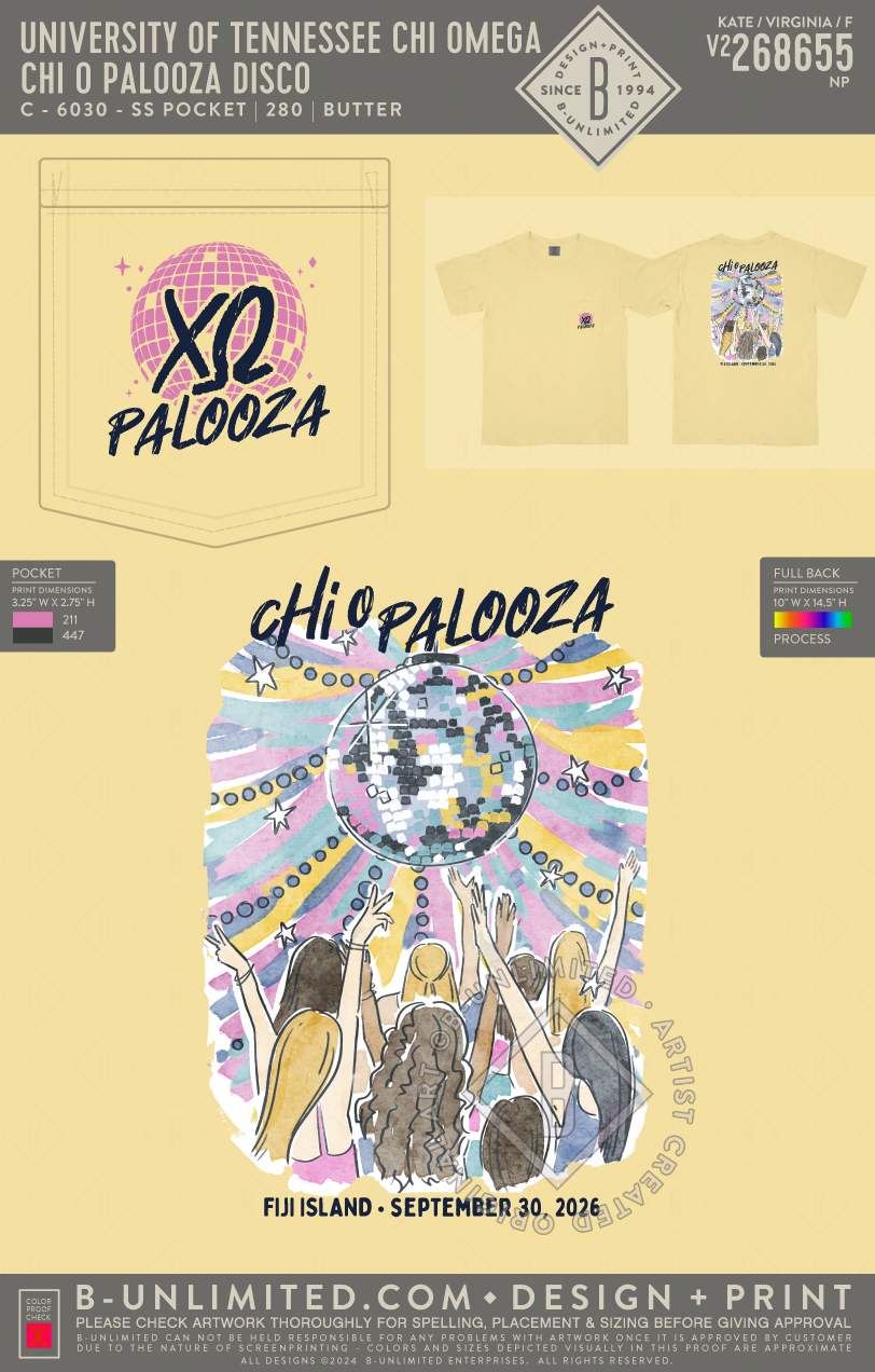 University of Tennessee Chi Omega - Chi O Palooza Disco - CC - 6030 - SS Pocket - Butter