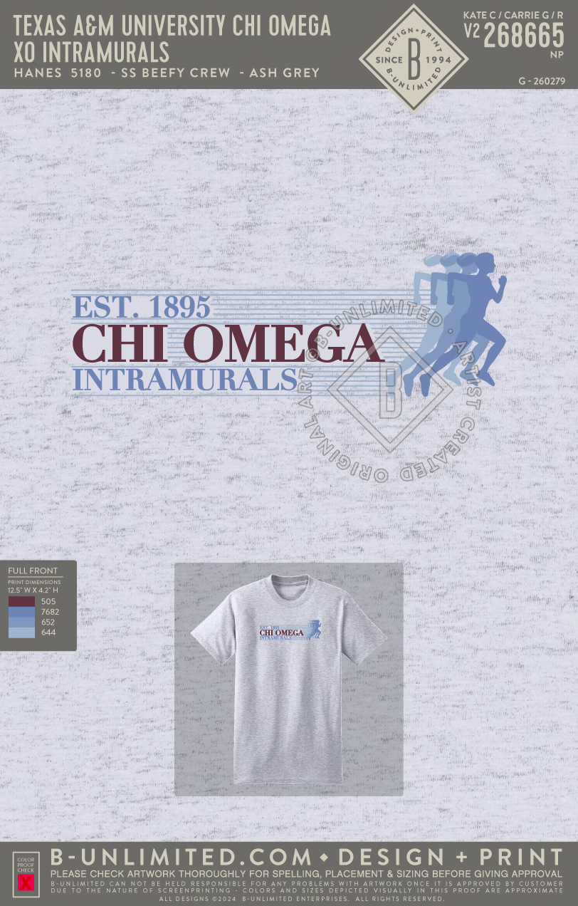 Texas A&M University Chi Omega - XO Intramurals - Hanes - 5180 - SS Beefy Crew - Ash