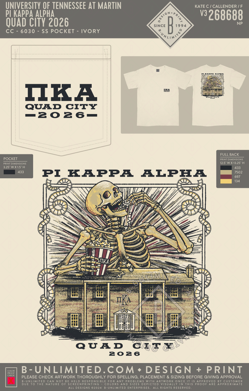 University of Tennessee at Martin Pi Kappa Alpha - Quad City 2026 - CC - 6030 - SS Pocket - Ivory