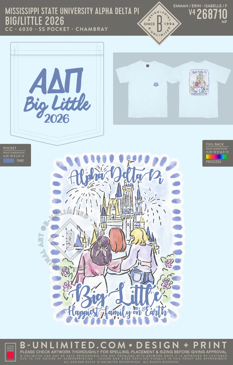 Mississippi State University Alpha Delta Pi - Big/Little 2026 - CC - 6030 - SS Pocket - Chambray
