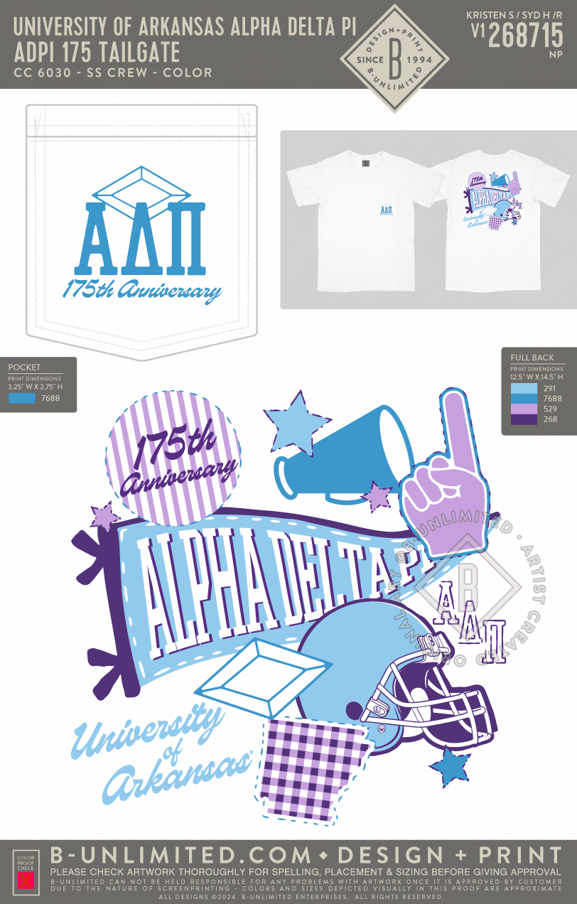 University of Arkansas Alpha Delta Pi - ADPI 175 Tailgate - CC - 6030 - SS Pocket - White