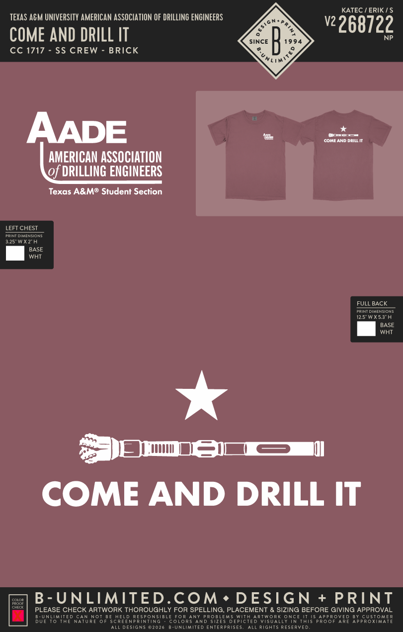 Texas A&M University American Association of Drilling Engineers - Come and Drill It - CC - 1717 - SS Crew - Brick