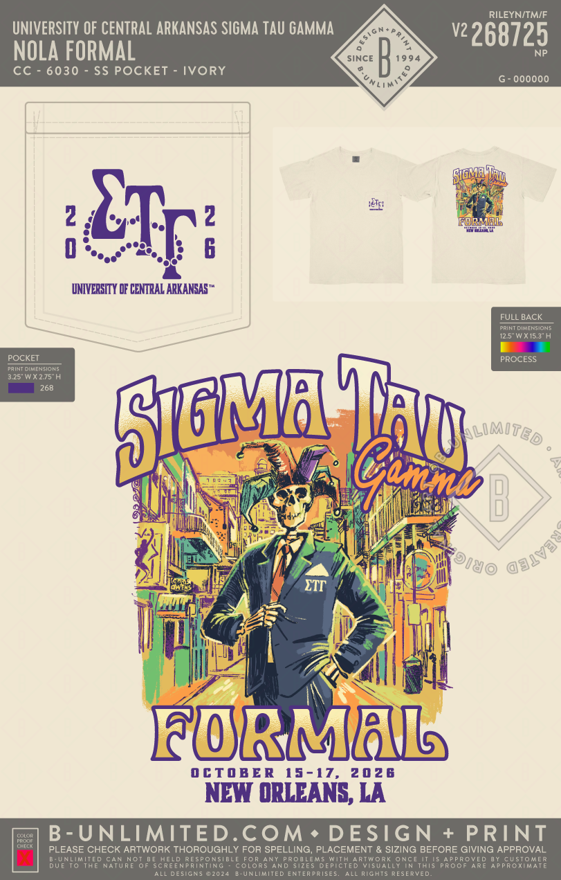 University of Central Arkansas Sigma Tau Gamma - NOLA Formal - CC - 6030 - SS Pocket - Ivory