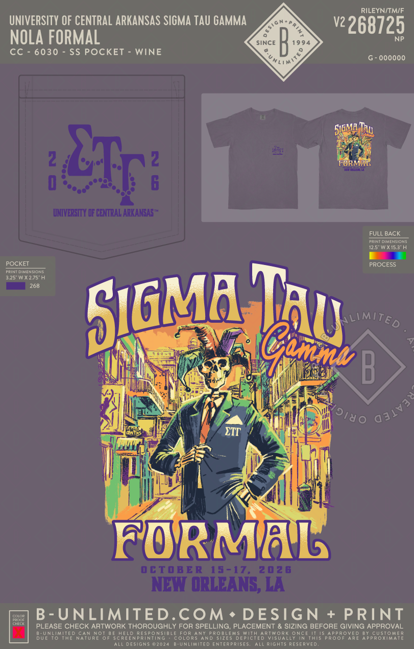University of Central Arkansas Sigma Tau Gamma - NOLA Formal - CC - 6030 - SS Pocket - Wine