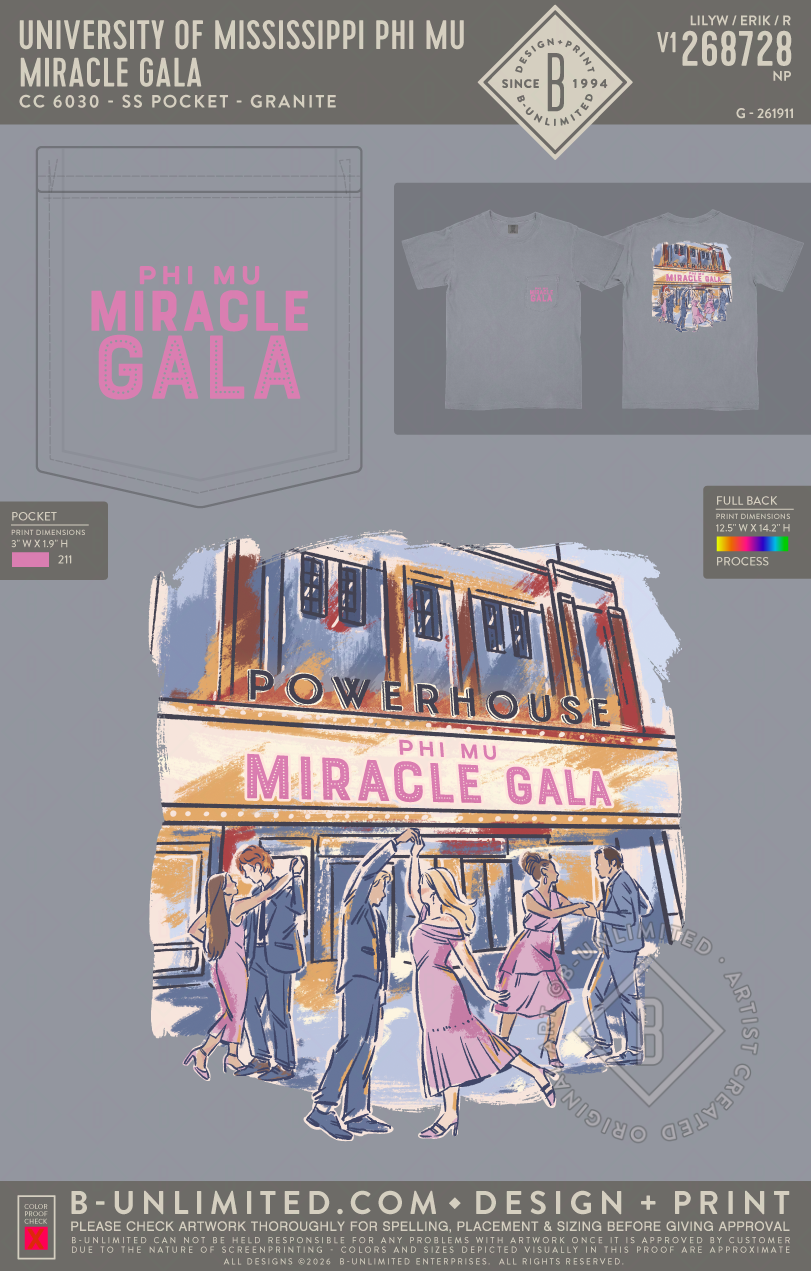 University of Mississippi Phi Mu - Miracle Gala - CC - 6030 - SS Pocket - Granite