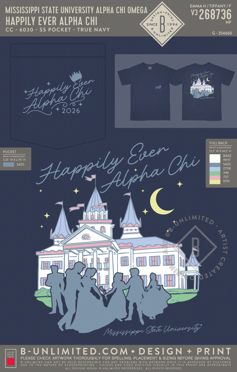 Mississippi State University Alpha Chi Omega - Happily Ever Alpha Chi - CC - 6030 - SS Pocket - True Navy