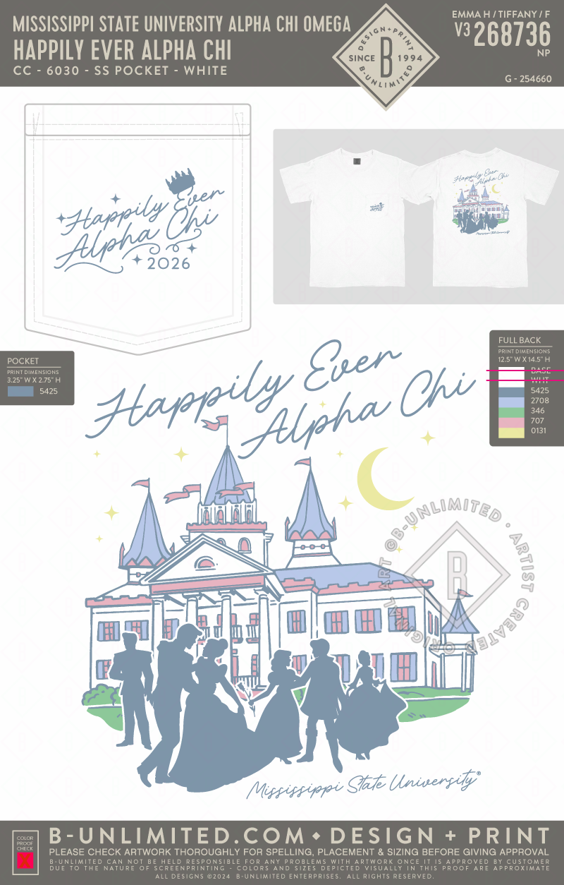 Mississippi State University Alpha Chi Omega - Happily Ever Alpha Chi - CC - 6030 - SS Pocket - White